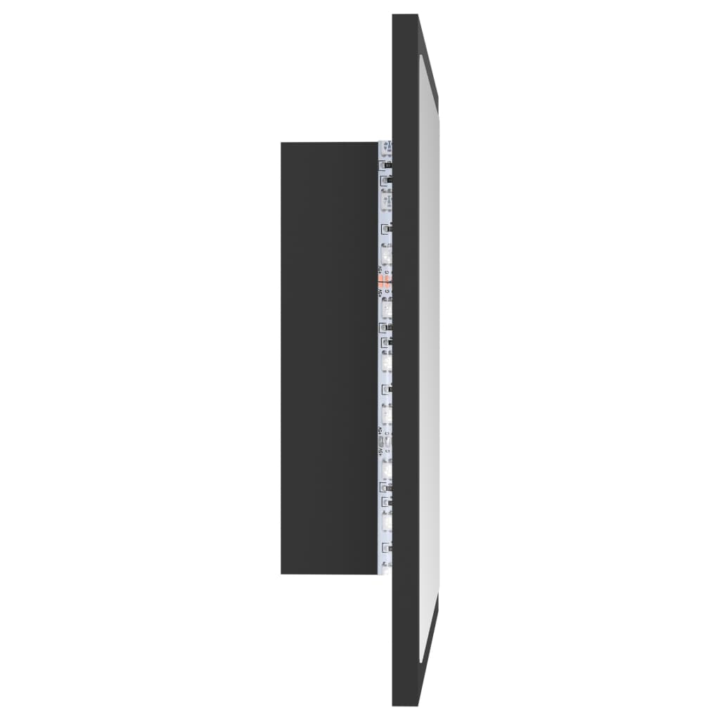 Bathroom mirror with LED, gray, 40x8.5x37 cm, acrylic