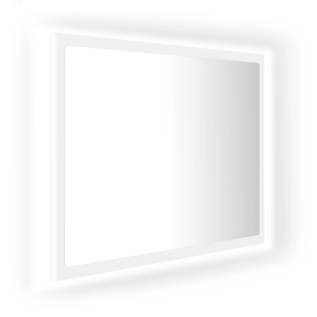 Oglindă de baie cu LED, alb, 60x8,5x37 cm, acril