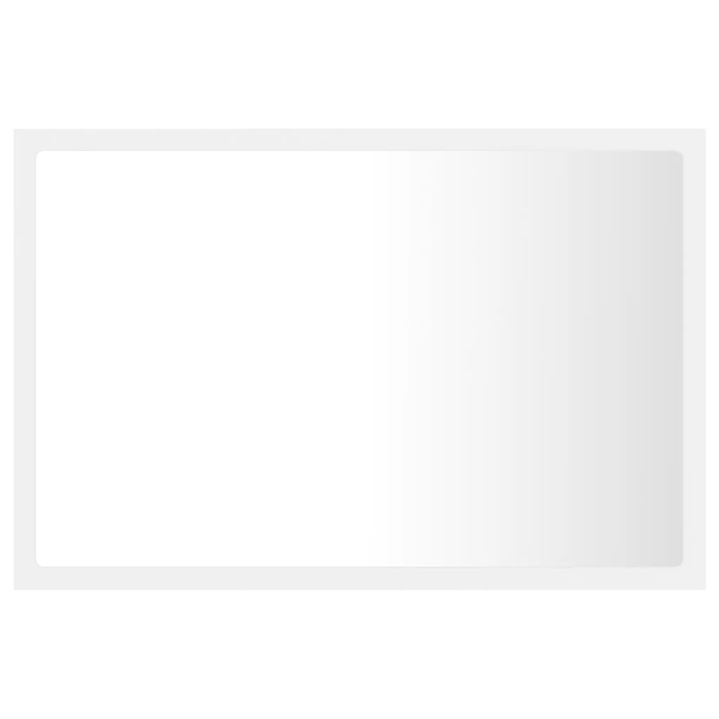 Oglindă de baie cu LED, alb, 60x8,5x37 cm, acril