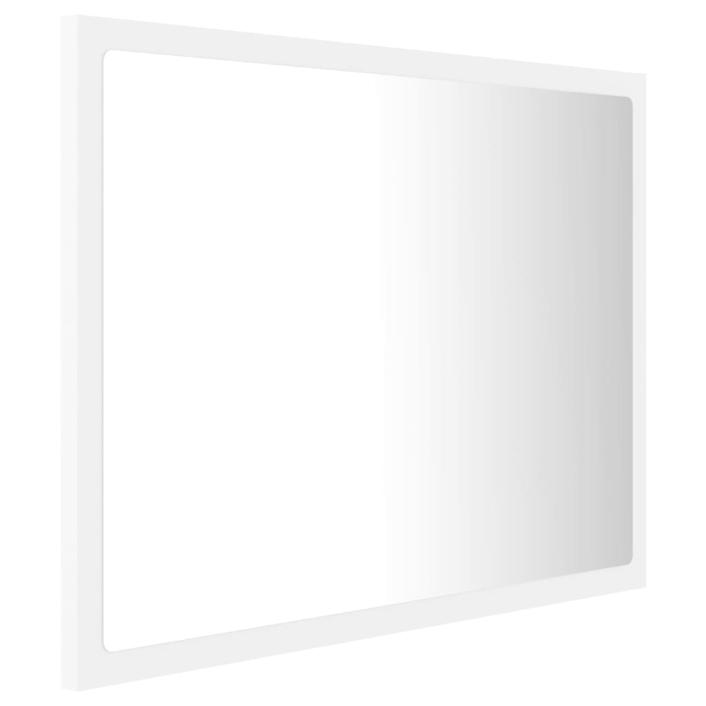 Oglindă de baie cu LED, alb, 60x8,5x37 cm, acril