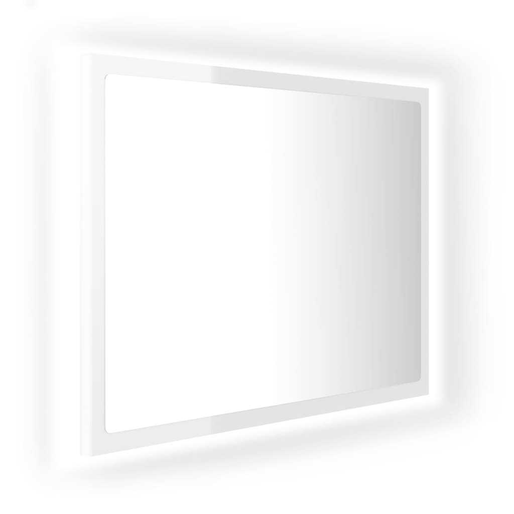 LED bathroom mirror, extra-glossy white, 60x8.5x37 cm, acrylic