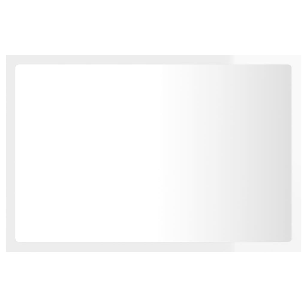 LED bathroom mirror, extra-glossy white, 60x8.5x37 cm, acrylic