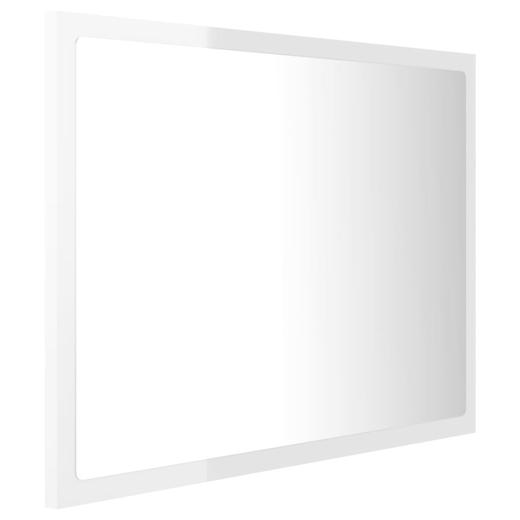 LED bathroom mirror, extra-glossy white, 60x8.5x37 cm, acrylic
