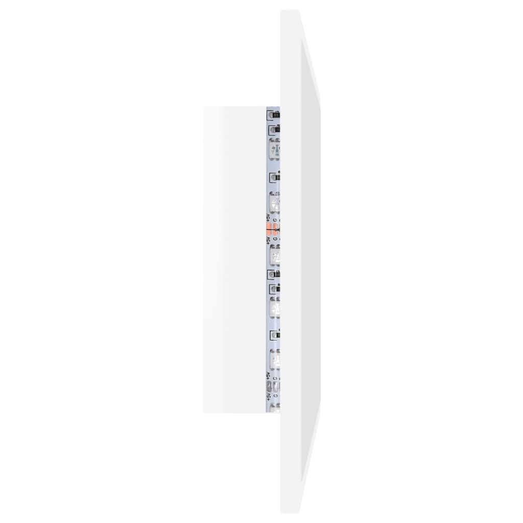 LED bathroom mirror, extra-glossy white, 60x8.5x37 cm, acrylic