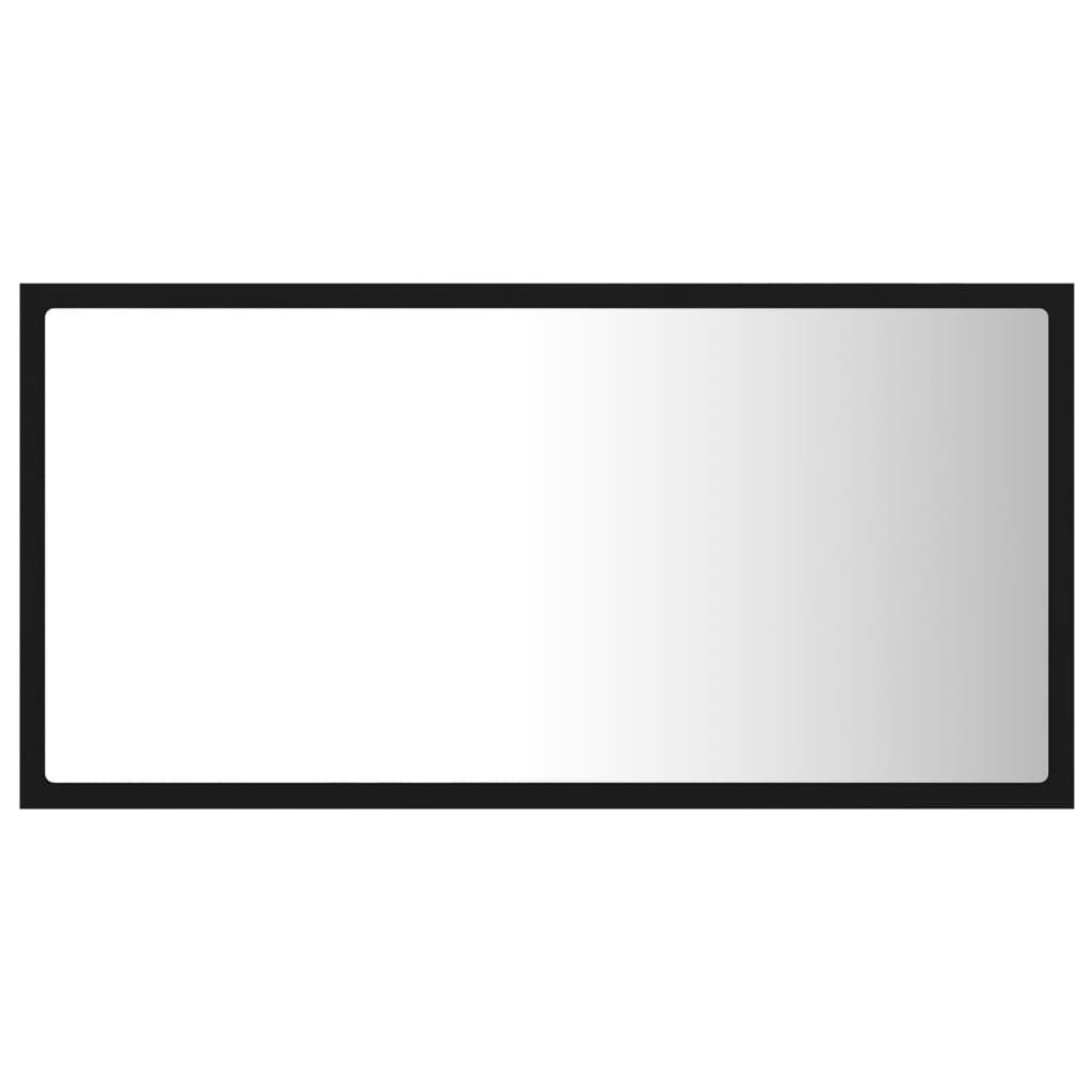 Oglindă de baie cu LED, negru, 80x8,5x37 cm, acril
