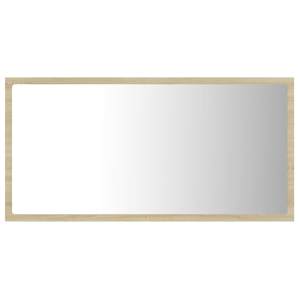 Oglindă de baie cu LED, stejar sonoma, 80x8,5x37 cm, acril