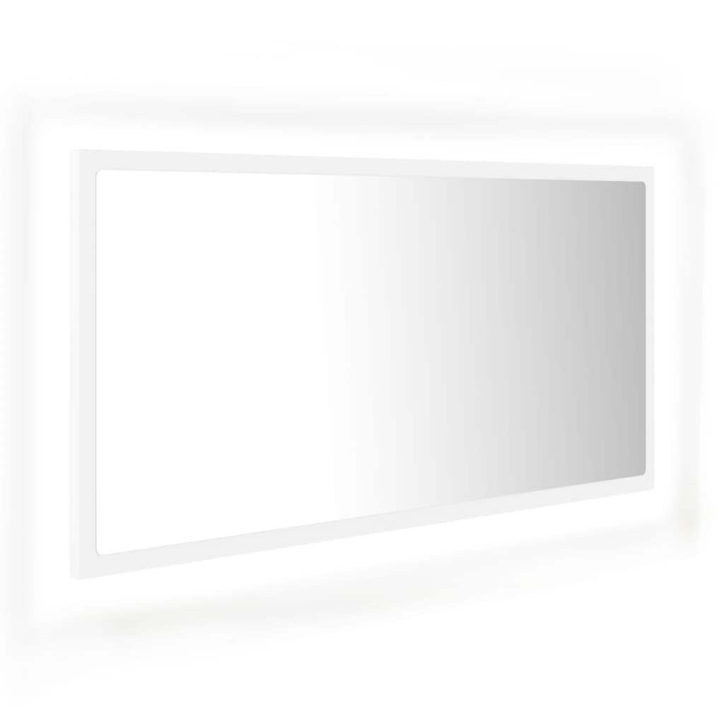 Bathroom mirror with LED, white, 90x8.5x37 cm, acrylic