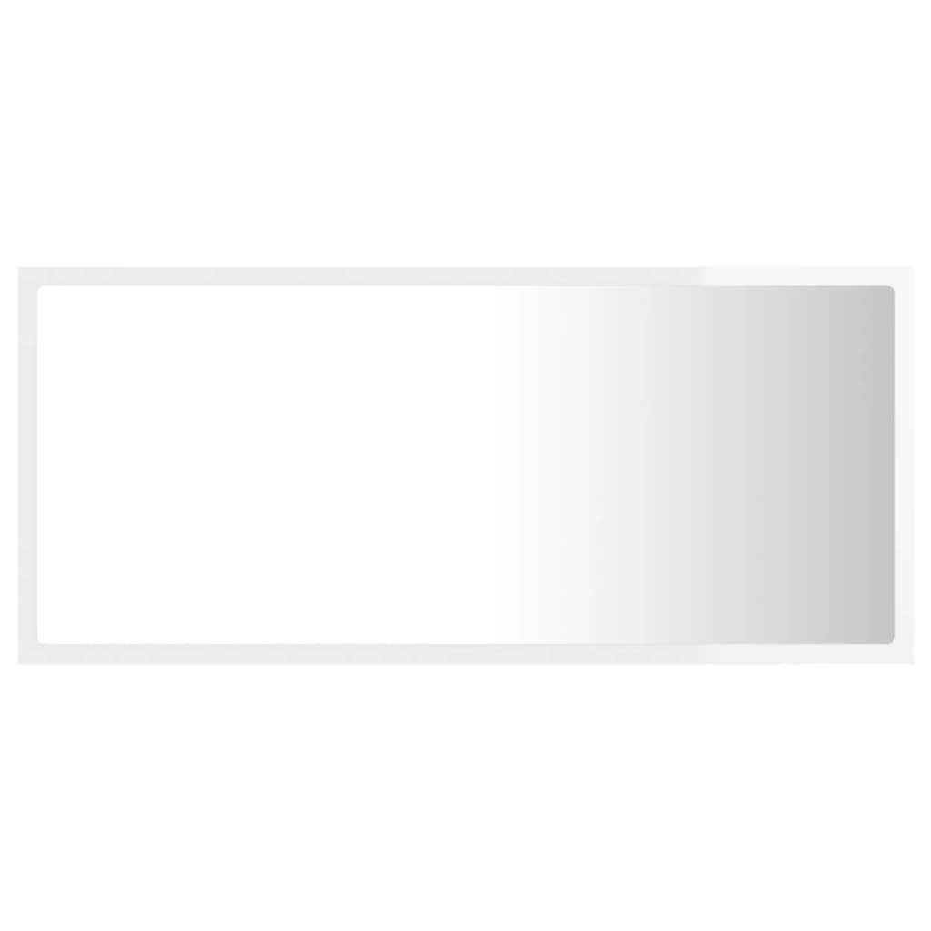 LED bathroom mirror, extra-glossy white, 90x8.5x37 cm, acrylic