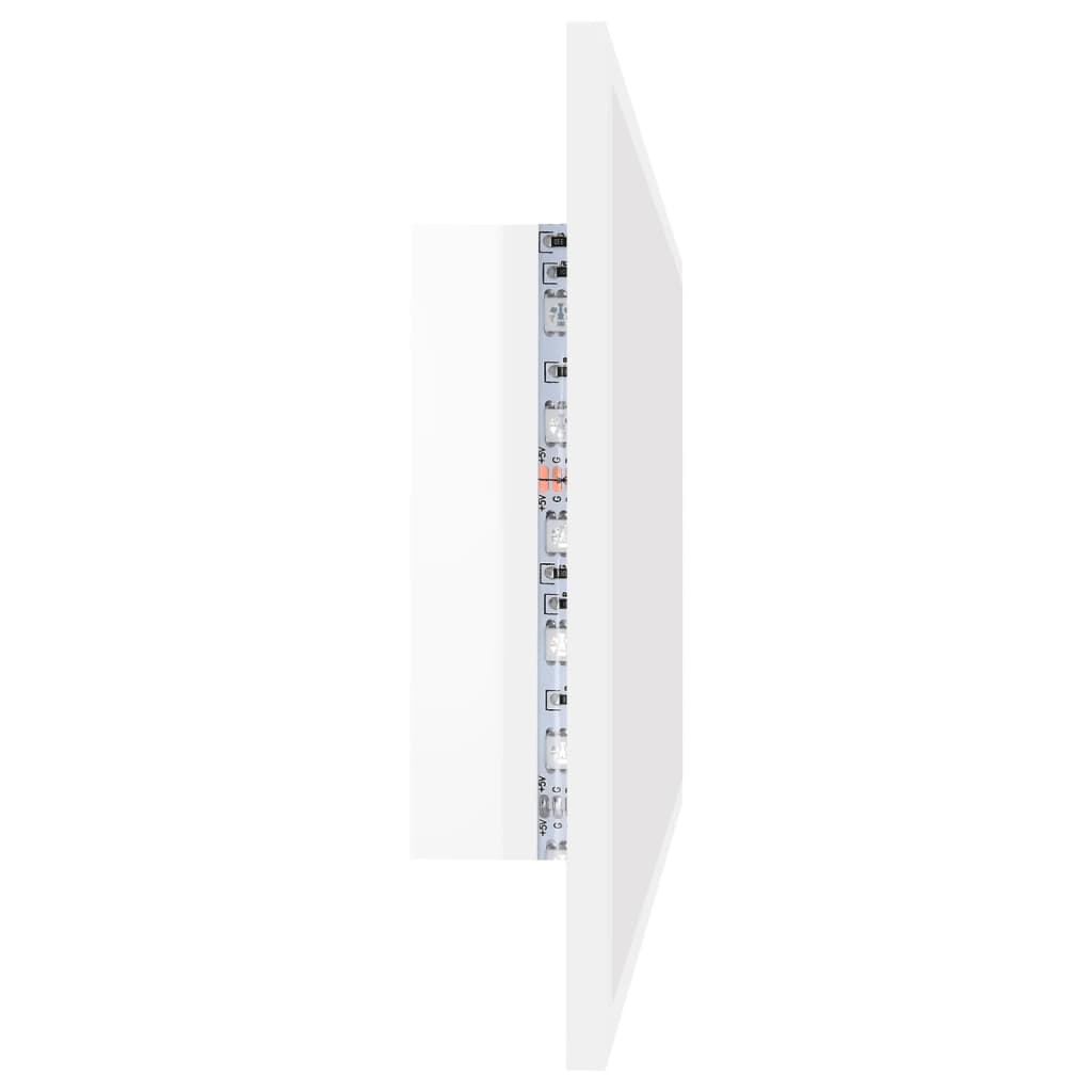 LED bathroom mirror, extra-glossy white, 90x8.5x37 cm, acrylic
