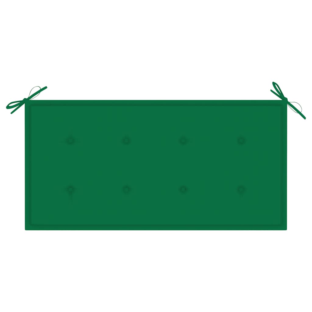 Bancă de grădină, cu pernă verde, 112 cm, lemn masiv de tec