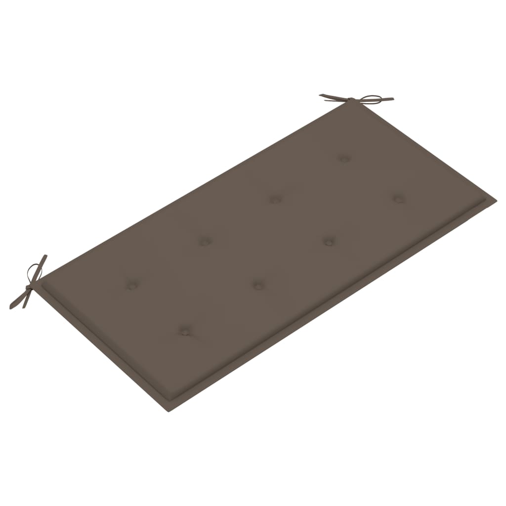 Bancă de grădină, cu pernă gri taupe, 112 cm, lemn masiv de tec