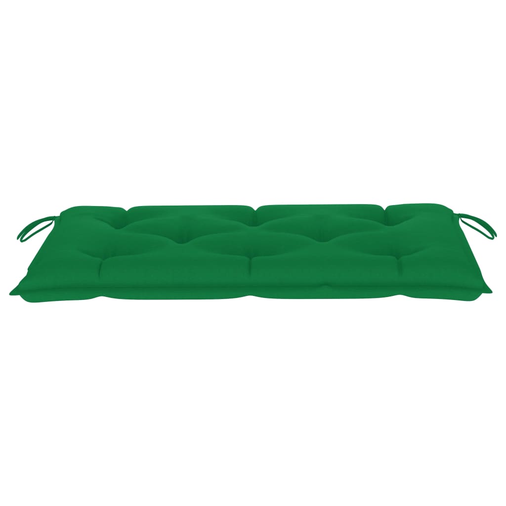 Bancă de grădină, cu pernă verde, 112 cm, lemn masiv de tec