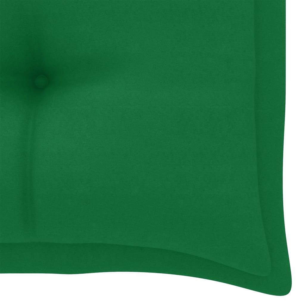 Bancă de grădină, cu pernă verde, 112 cm, lemn masiv de tec