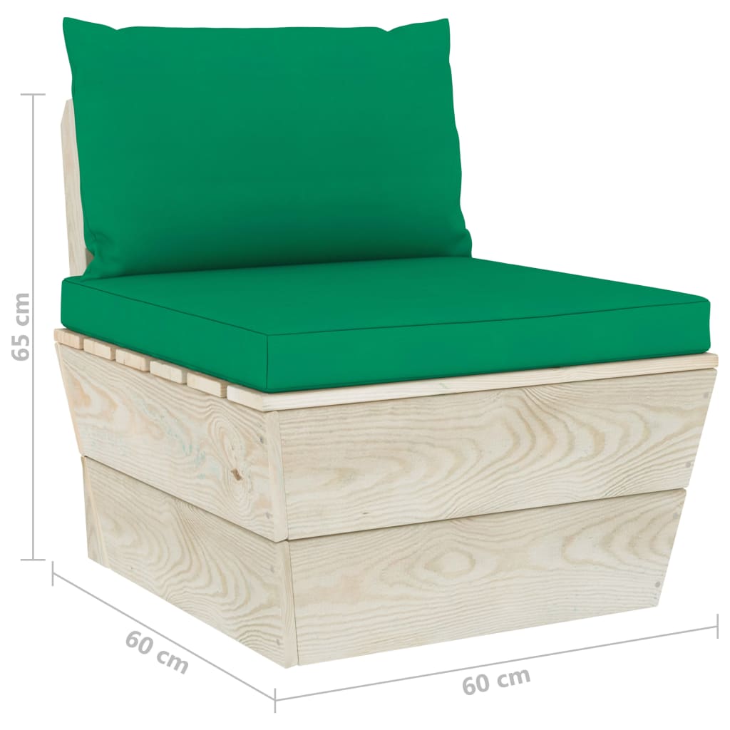 Medium pallet garden sofa with cushions, spruce wood