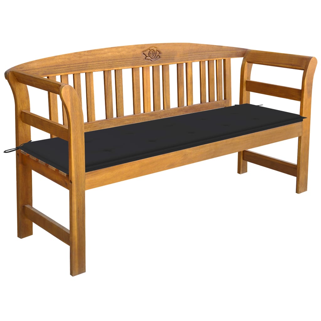 Bancă de grădină cu pernă, 157 cm, lemn masiv de acacia