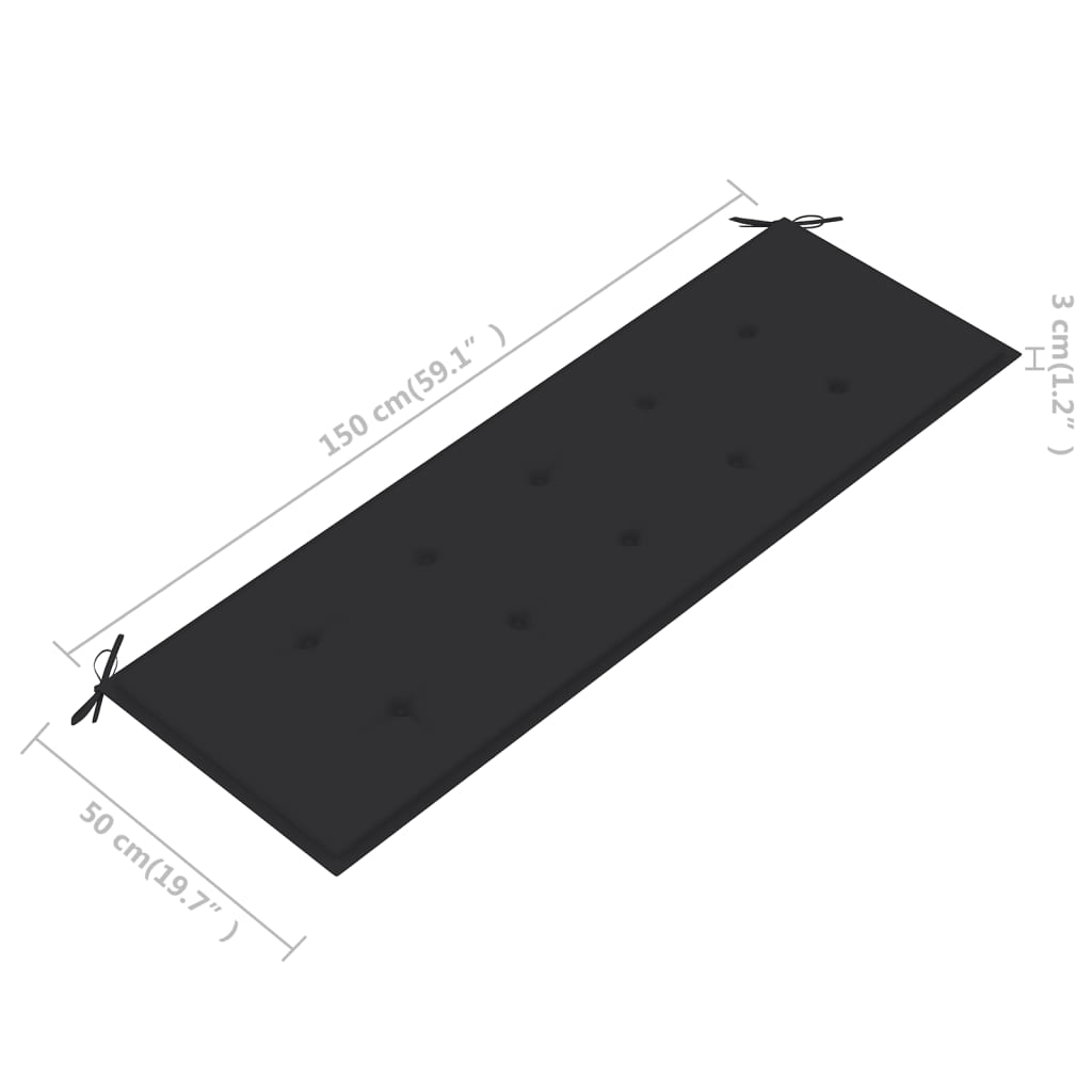 Bancă de grădină cu pernă, 157 cm, lemn masiv de acacia