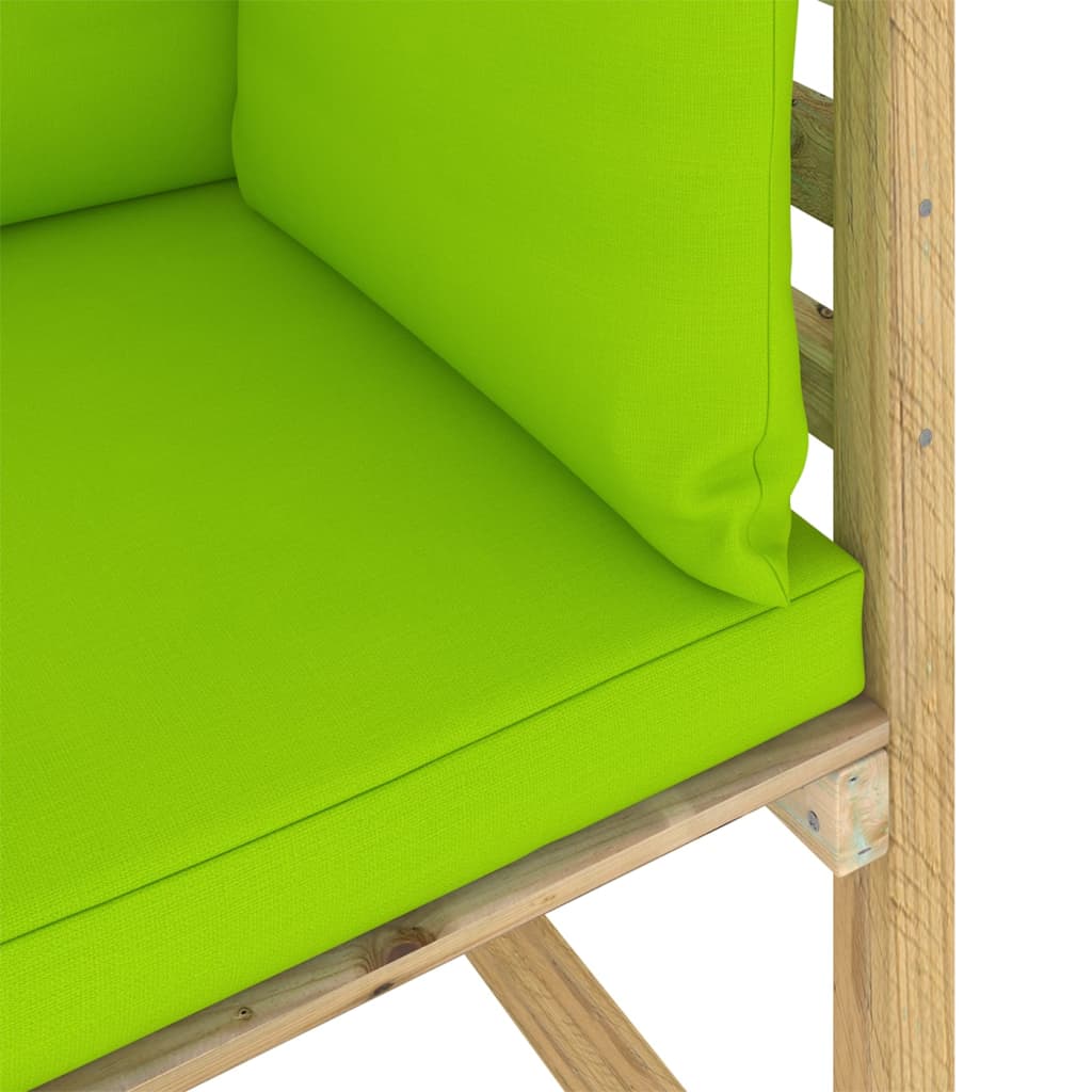 Canapele colțar grădină cu perne 2 buc. lemn pin verde tratat
