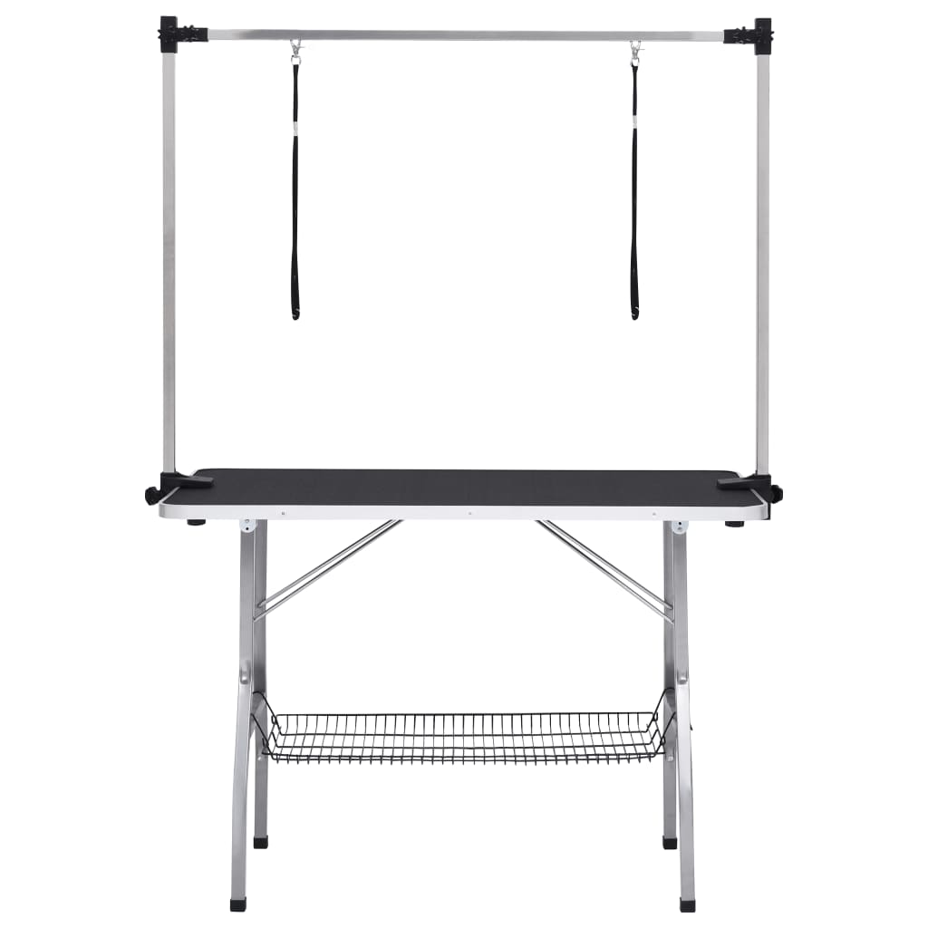 Adjustable dog grooming table with 2 leashes and basket