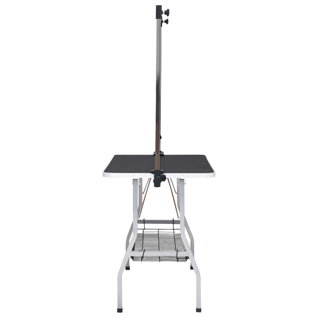 Adjustable dog grooming table with 2 leashes and basket
