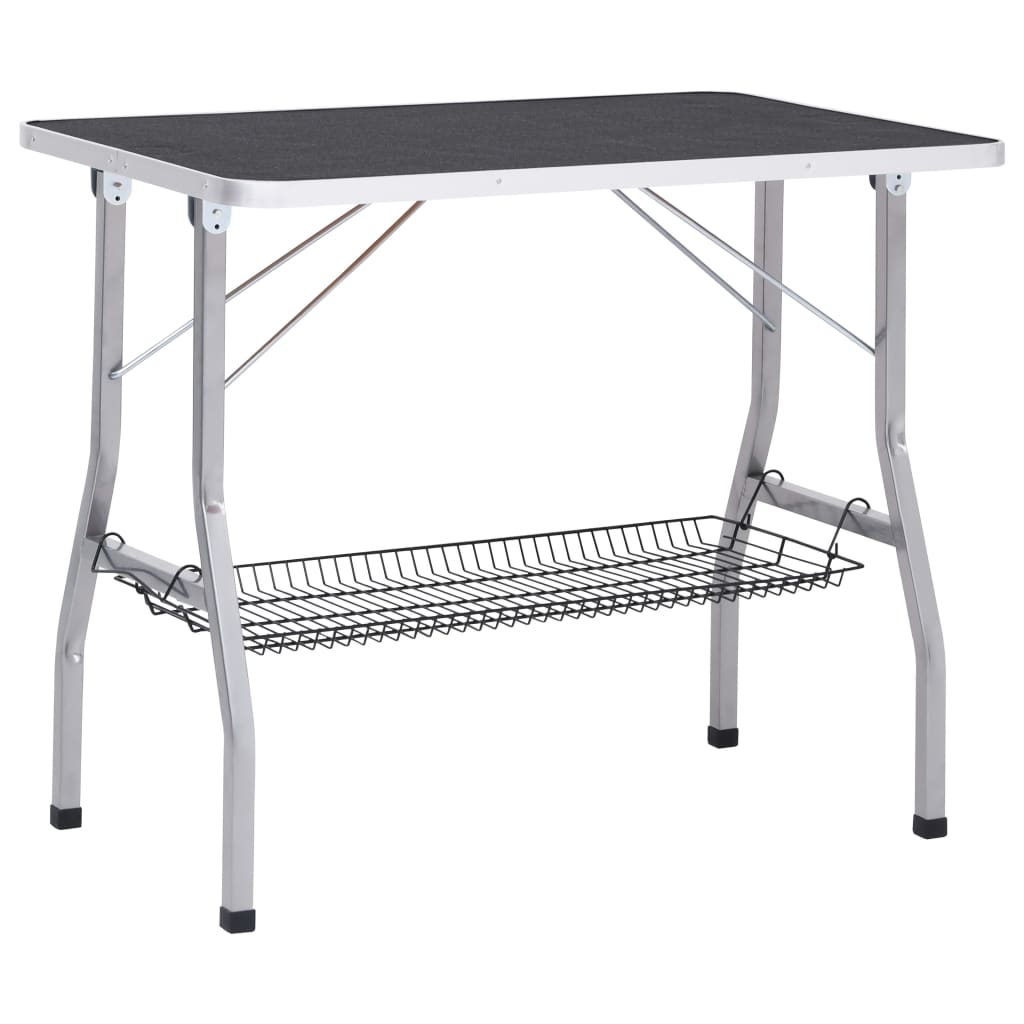 Adjustable dog grooming table with 2 leashes and basket