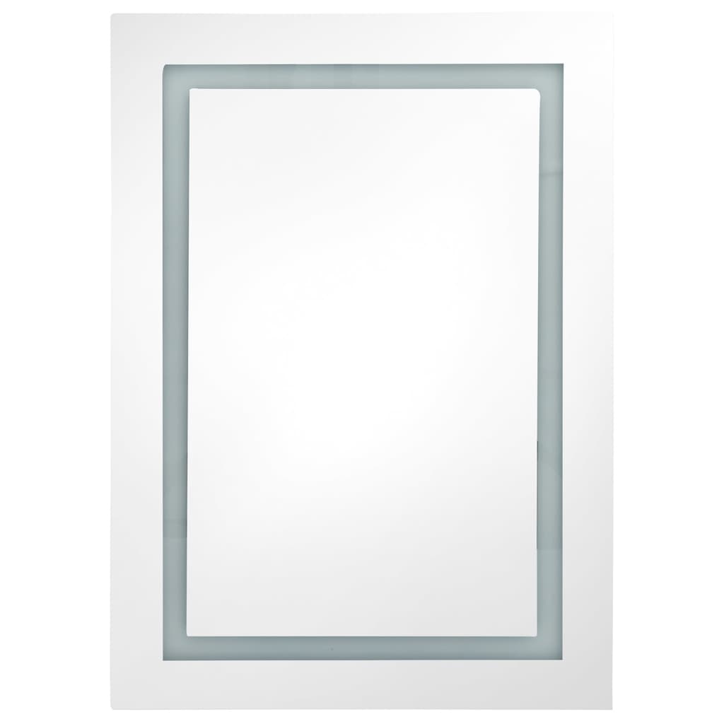 Dulap de baie cu oglindă și LED, gri beton, 50x13x70 cm