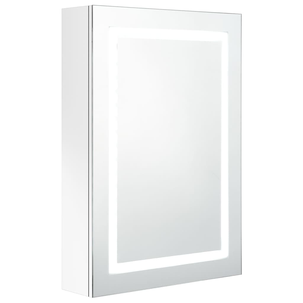 Dulap de baie cu oglindă și LED, alb strălucitor, 50x13x70 cm