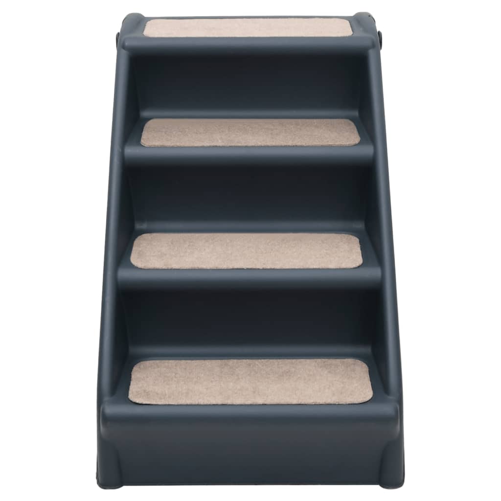 Folding dog stairs in 4 steps, dark grey
