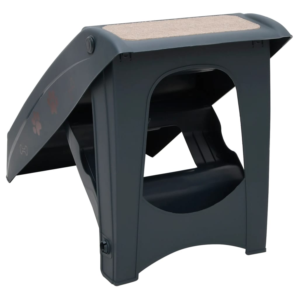 Folding dog stairs in 4 steps, dark grey