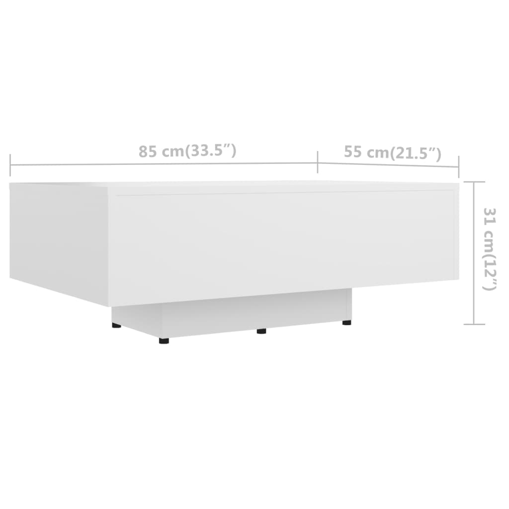 Coffee table, white, 85x55x31 cm, chipboard