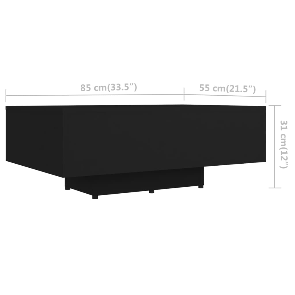 Coffee table, black, 85x55x31 cm, chipboard