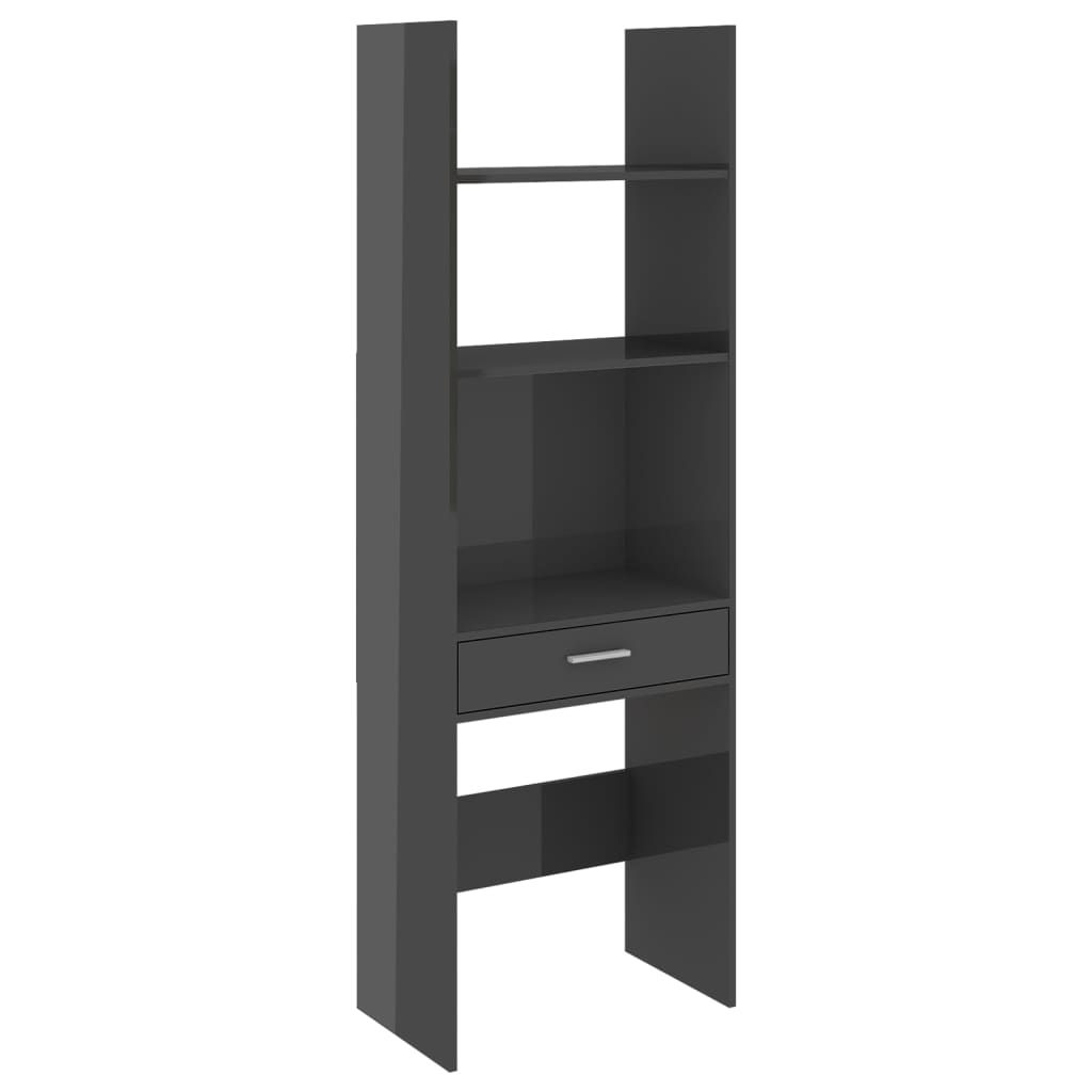Bibliotecă, gri extralucios, 60x35x180 cm, lemn prelucrat