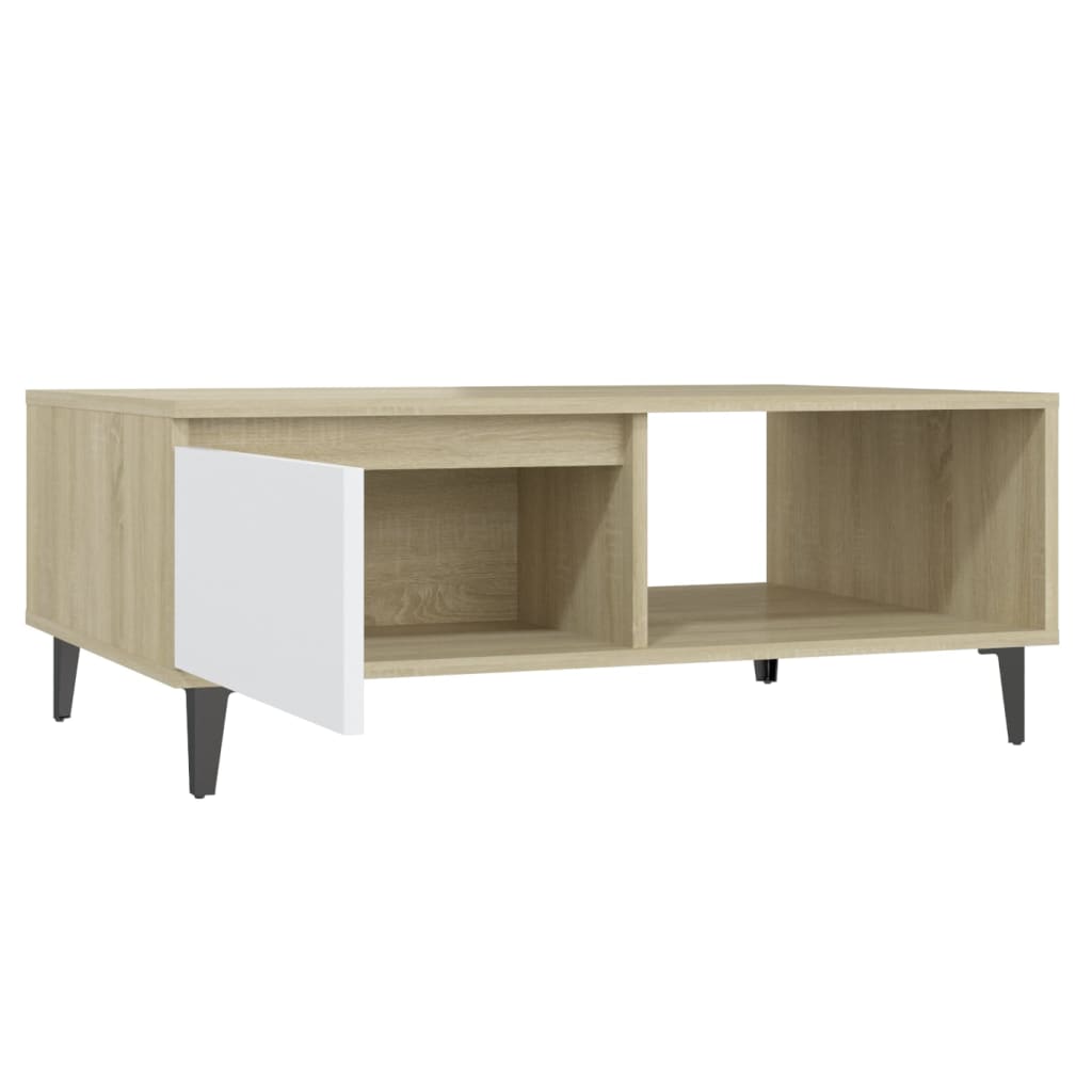 Măsuță de cafea alb și stejar Sonoma 90x60x35 cm lemn prelucrat