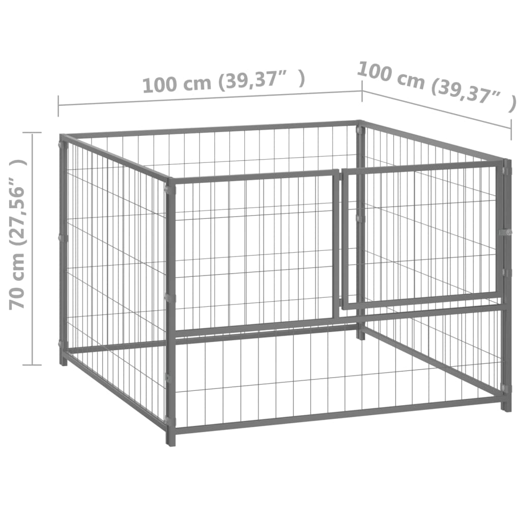 Dog paddock, silver, 100x100x70 cm, steel