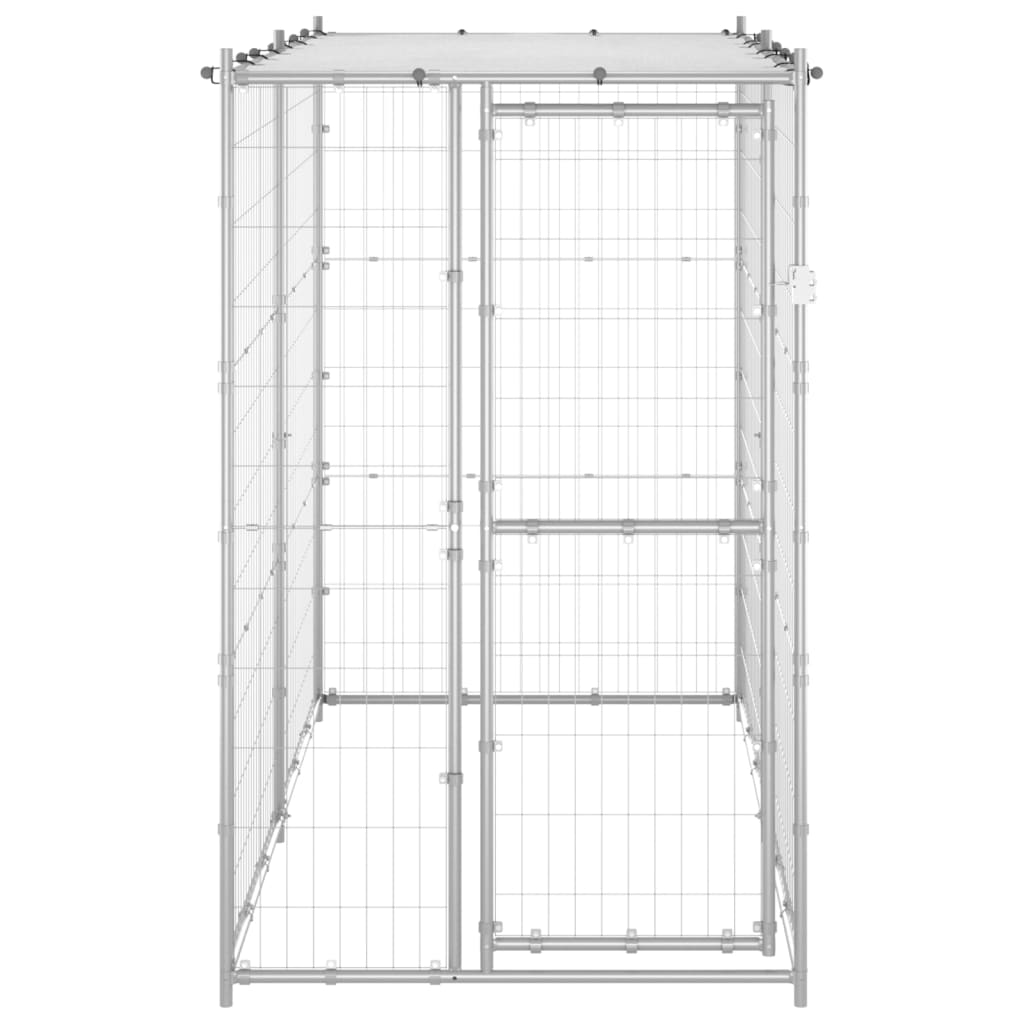 Outdoor dog paddock with roof 110x220x180 cm galvanized steel