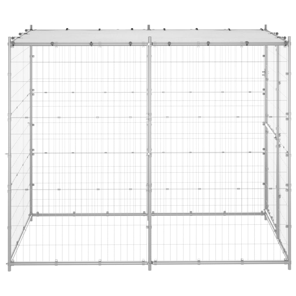 Outdoor dog paddock with roof 110x220x180 cm galvanized steel