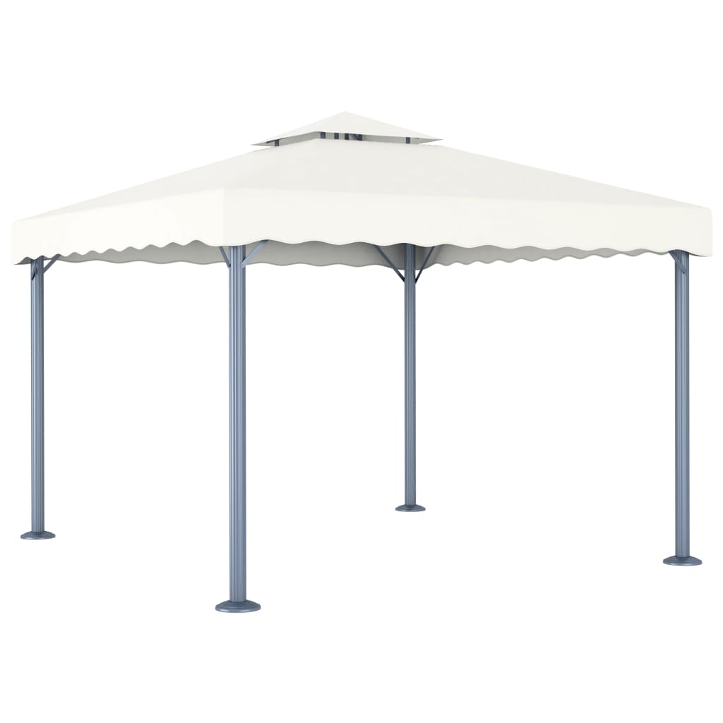 Pavilion cu șiruri de lumini LED, crem, 300x300 cm, aluminiu