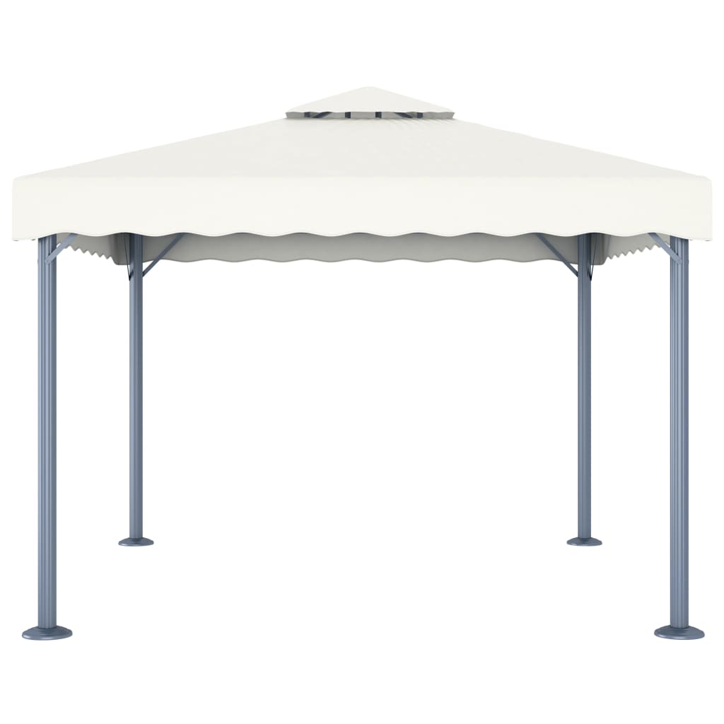 Pavilion cu șiruri de lumini LED, crem, 300x300 cm, aluminiu