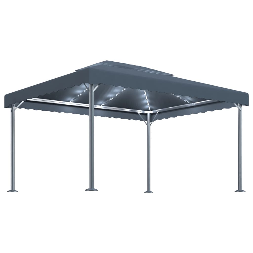 Pavilion cu perdele& lumini LED,antracit,400x300cm aluminiu