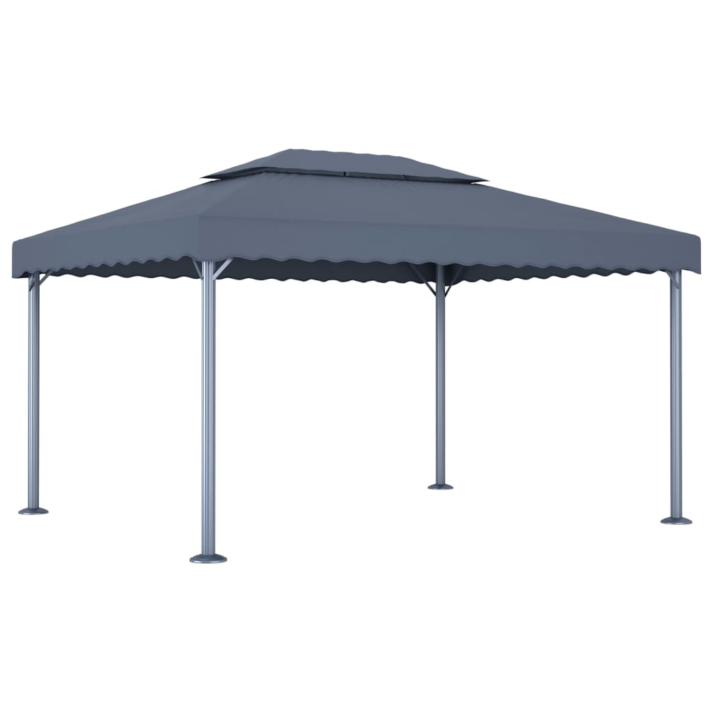 Pavilion cu perdele& lumini LED,antracit,400x300cm aluminiu