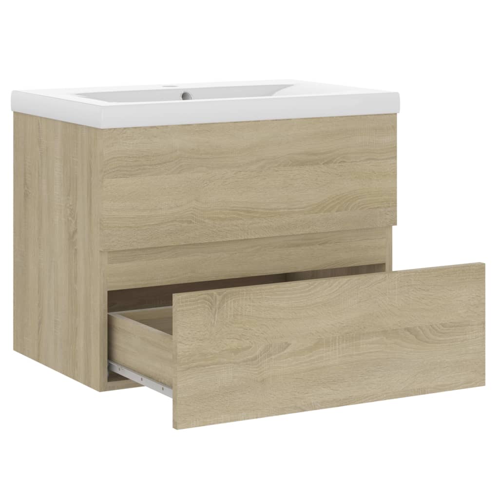 Cabinet with built-in sink, sonoma oak, engineered wood