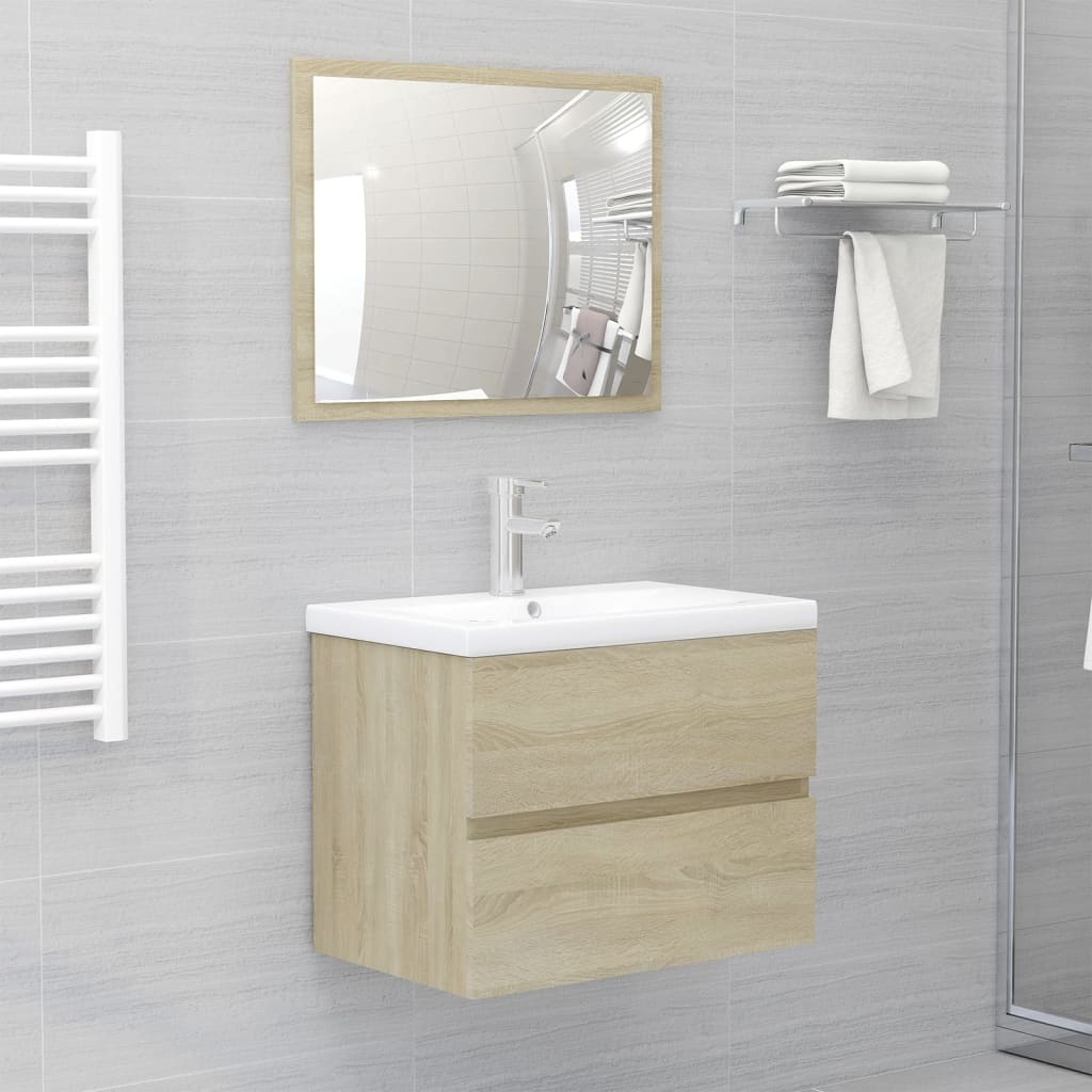 Cabinet with built-in sink, sonoma oak, engineered wood
