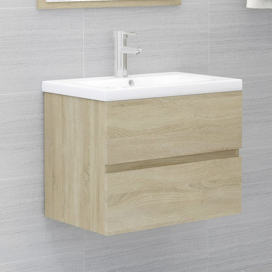 Cabinet with built-in sink, sonoma oak, engineered wood