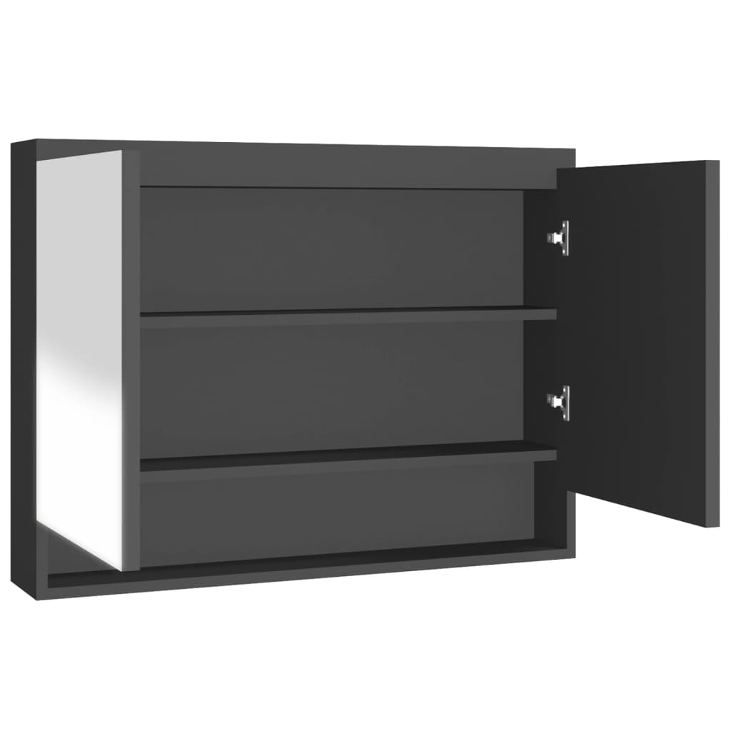 Bathroom cabinet with mirror, anthracite, 80x15x60 cm, MDF