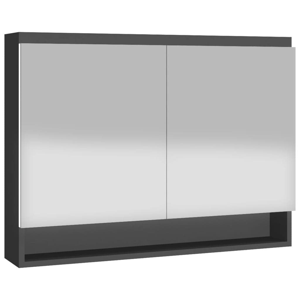 Bathroom cabinet with mirror, anthracite, 80x15x60 cm, MDF