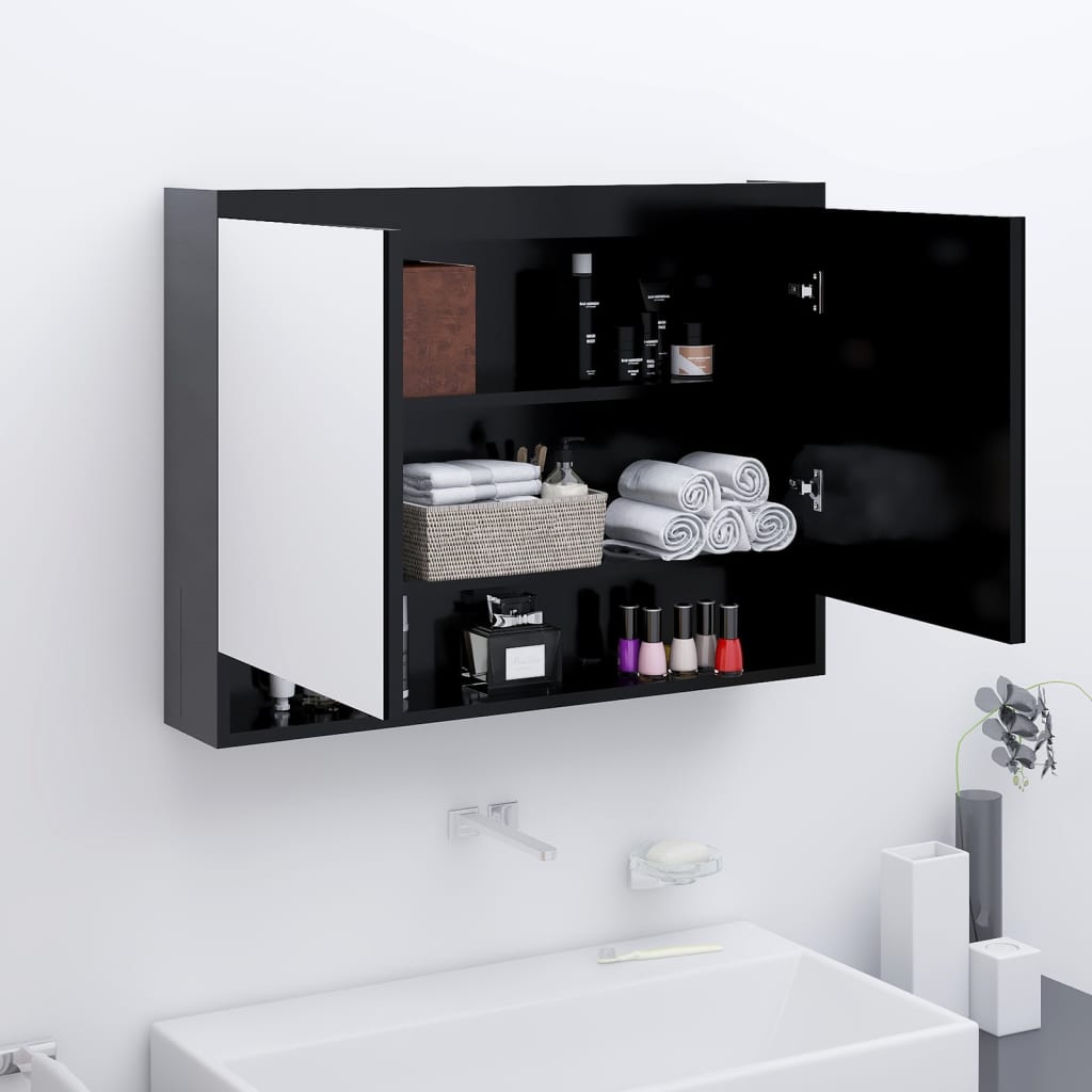 Bathroom cabinet with mirror, anthracite, 80x15x60 cm, MDF