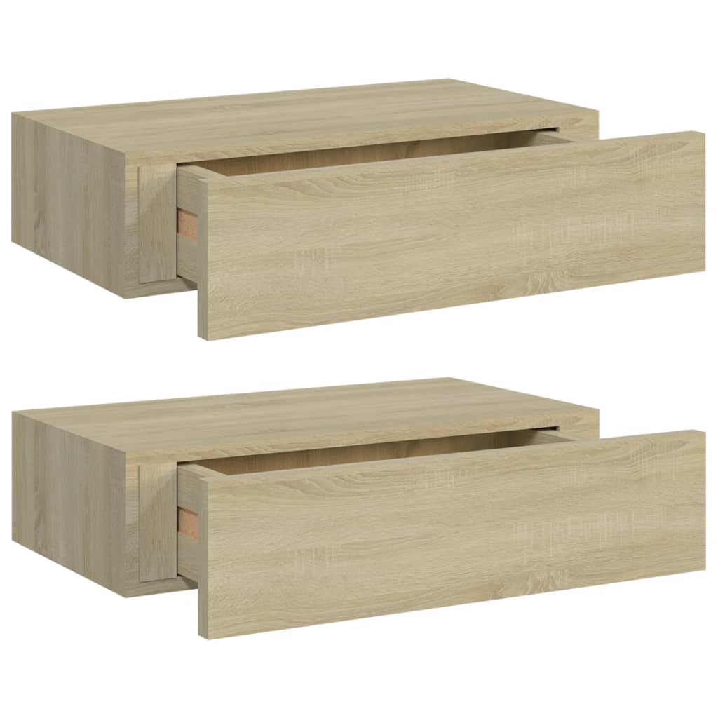 Dulapuri de perete cu sertar, 2 buc., stejar, 40x23,5x10 cm MDF