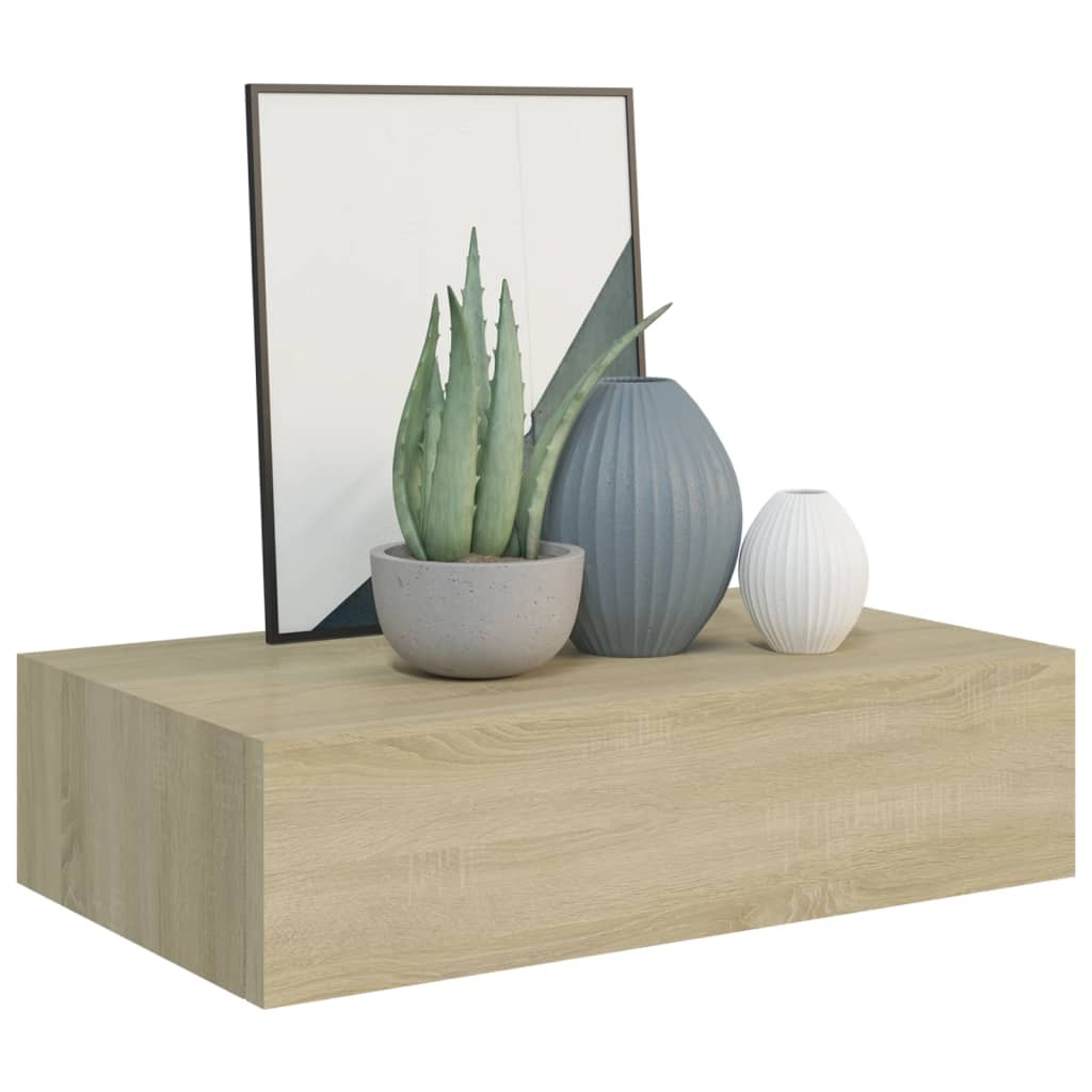 Dulapuri de perete cu sertar, 2 buc., stejar, 40x23,5x10 cm MDF