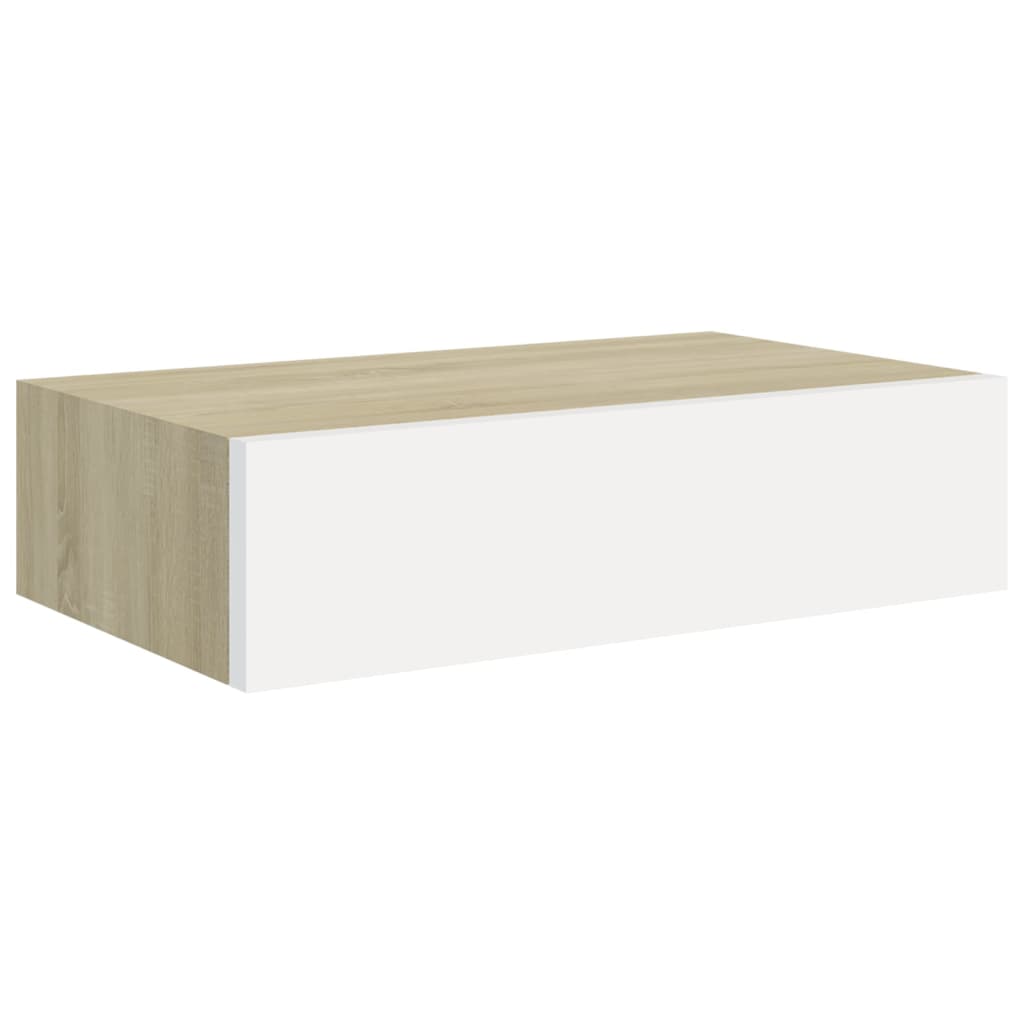 Dulapuri de perete cu sertar 2 buc stejar/alb 40x23,5x10 cm MDF