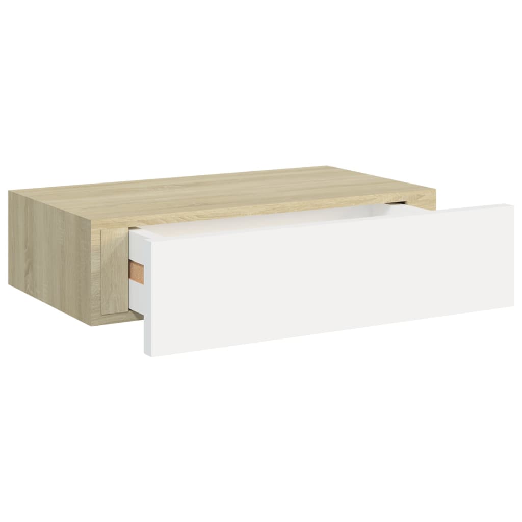 Dulapuri de perete cu sertar 2 buc stejar/alb 40x23,5x10 cm MDF