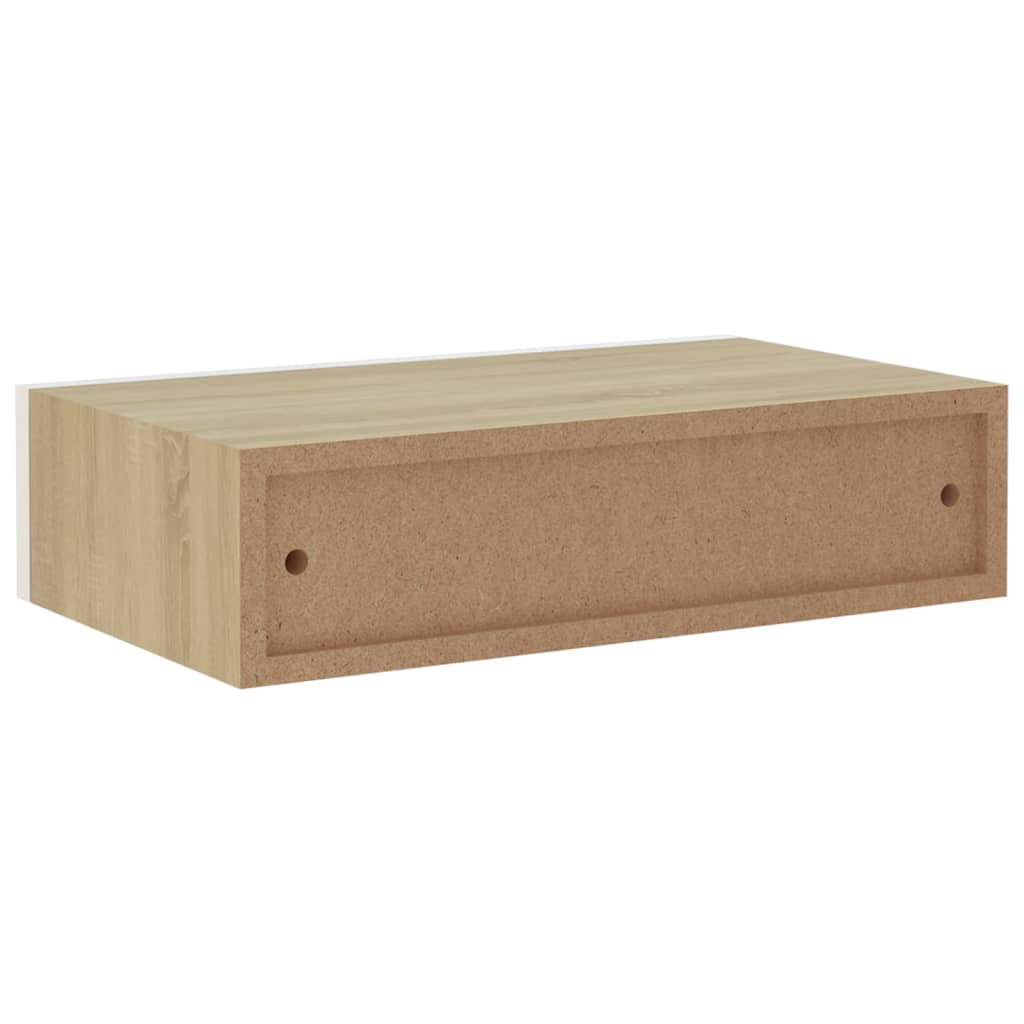 Dulapuri de perete cu sertar 2 buc stejar/alb 40x23,5x10 cm MDF
